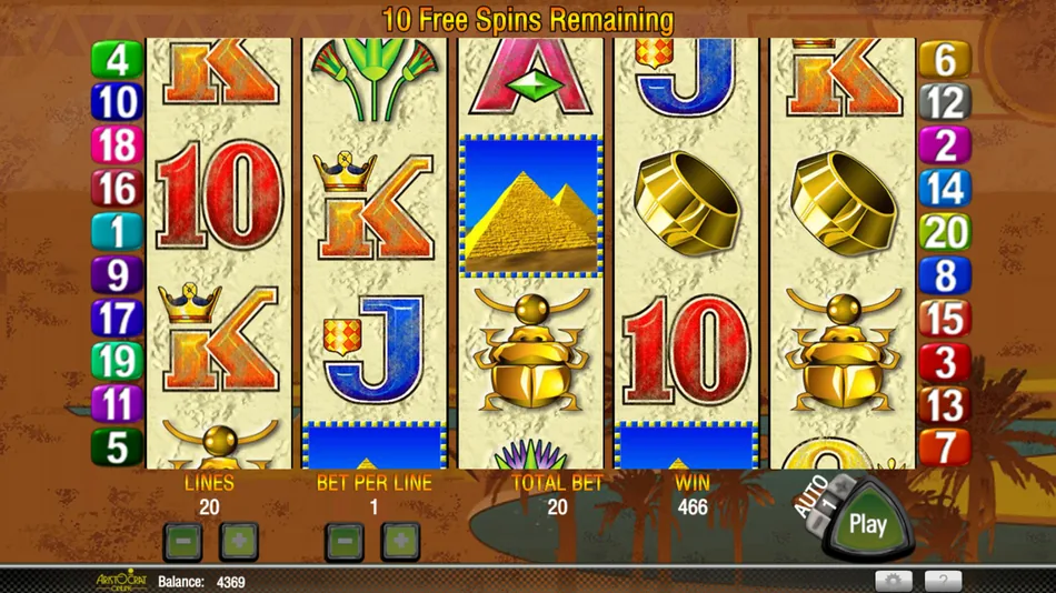 Free games round in progress with remaining games counter and tripled feature win